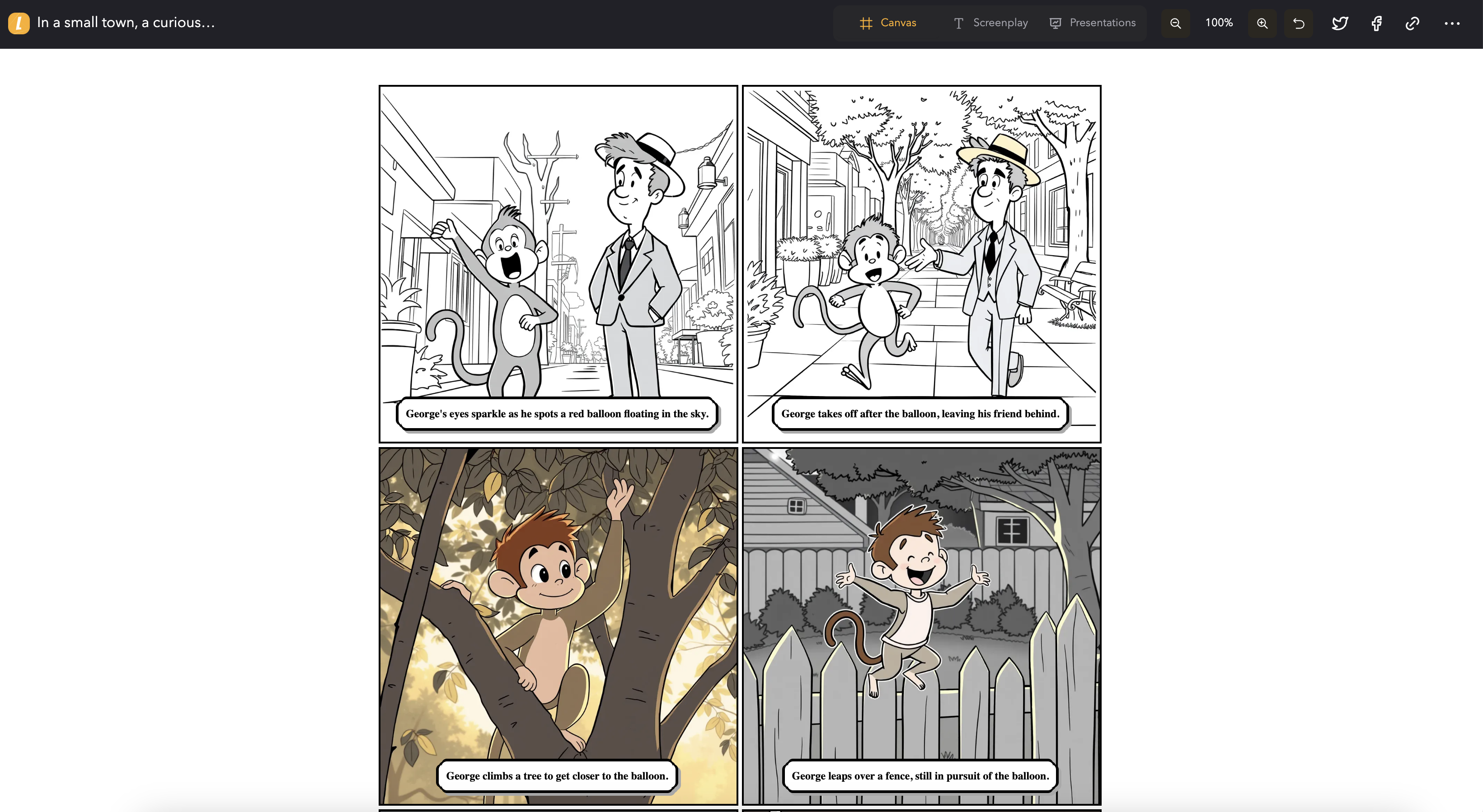 Comic preview page interface