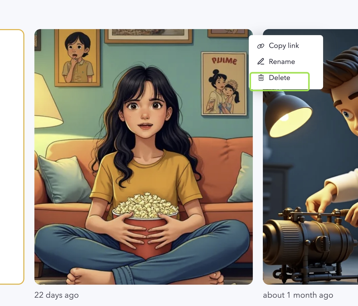 Delete comic strips from dashboard