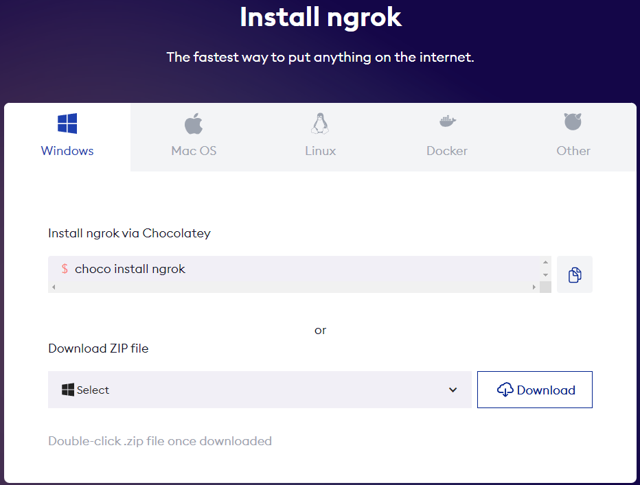 ngrok download page